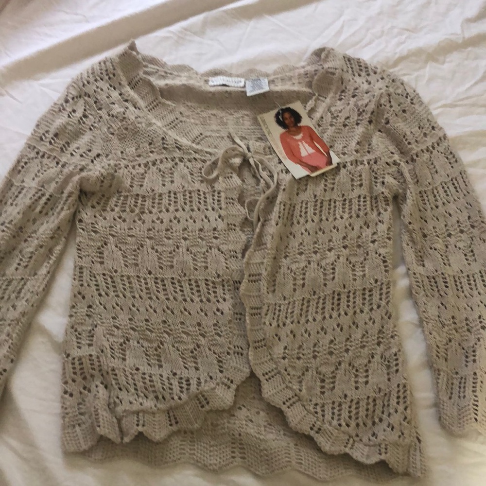 White stag crochet cardigan. Sz XL